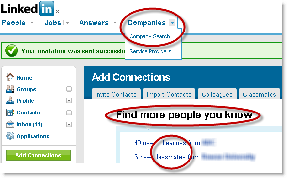 Connection types on LindedIn.com