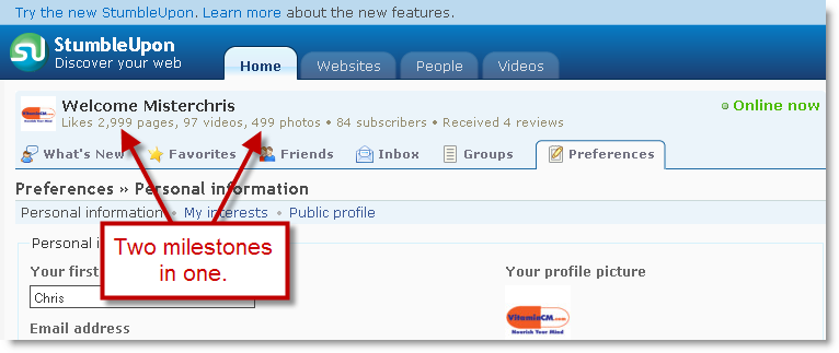 2999 Stumbles on Stumbleupon