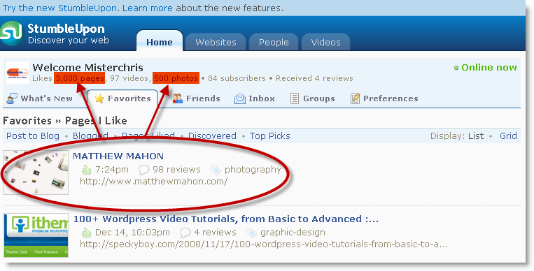 3000 Stumbles on Stumbleupon