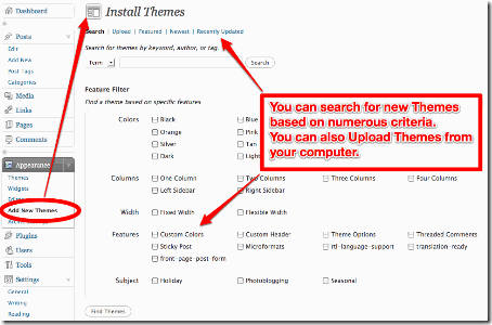 Search for new Wordpress themes