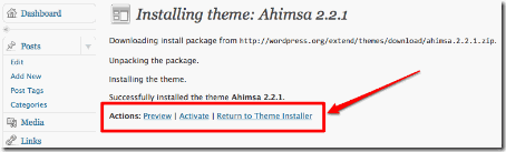 Installing a theme from Wordpress.org