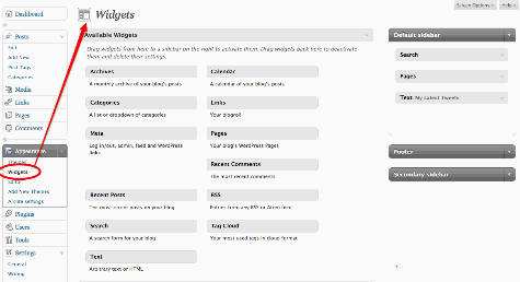 WordPress Widgets Panel