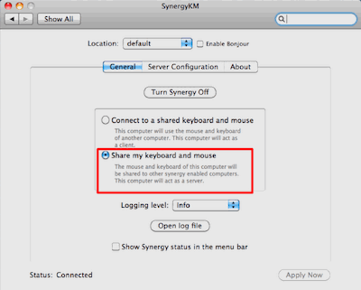 selecting the synergy server